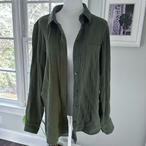 J.Crew double cloth olive green button up shirt
